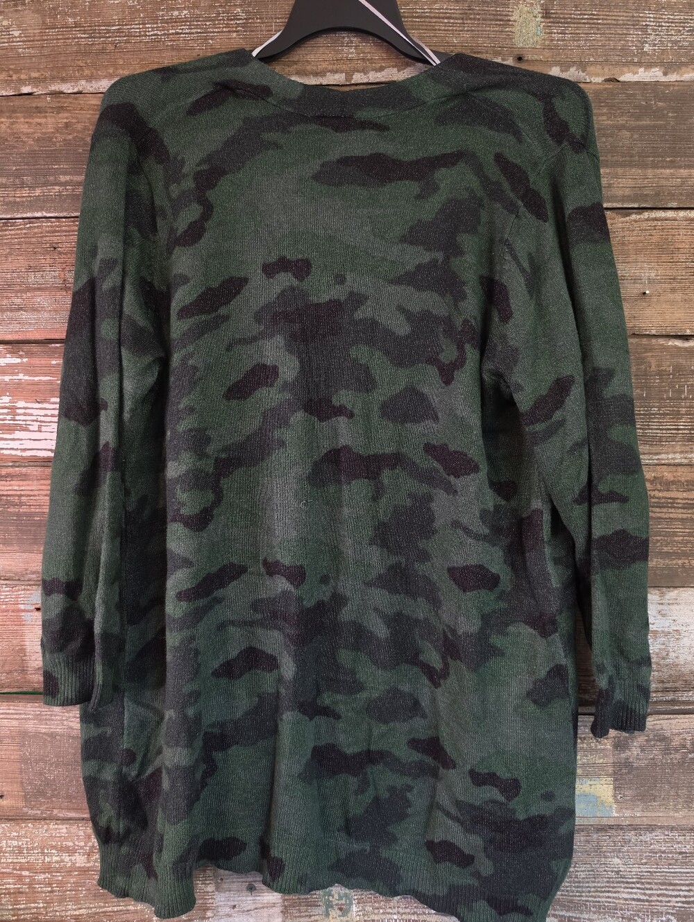 Cable & Gauge 1X Green Camo Long Cardigan NWT Plus Size Open Front - Picture 3 of 6